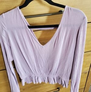 Lavender Smocked Wrapped Waist Blouse